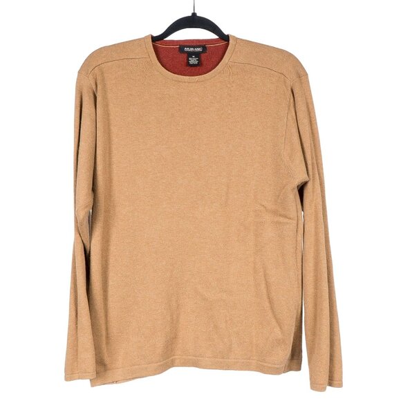 Murano VTG Sweater M Mens Beige Tan Crewneck Cotton Wool Blend Tight Knit - Picture 1 of 5